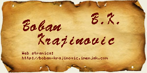 Boban Krajinović vizit kartica